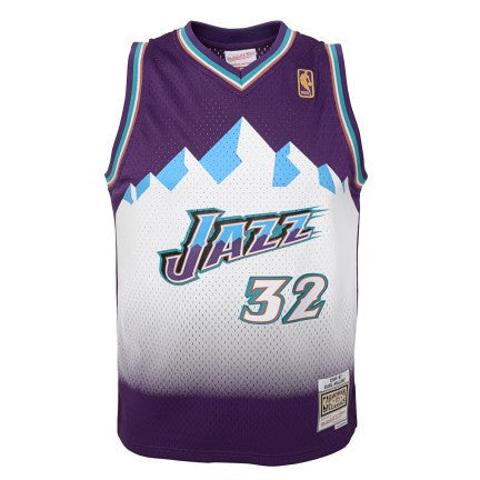 Youth Utah Jazz Karl Malone Mitchell & Ness Purple 1996-97 Hardwood Classics Swingman Jersey