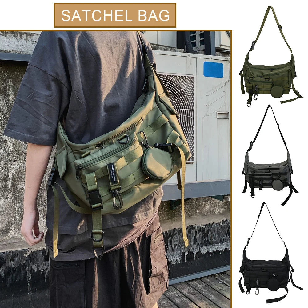 Vintage Punk Sling Bag Adjustable Shoulder Strap Retro Harajuku Functional Bag Wear Resistant Men Women Daily  Travel Streetwear