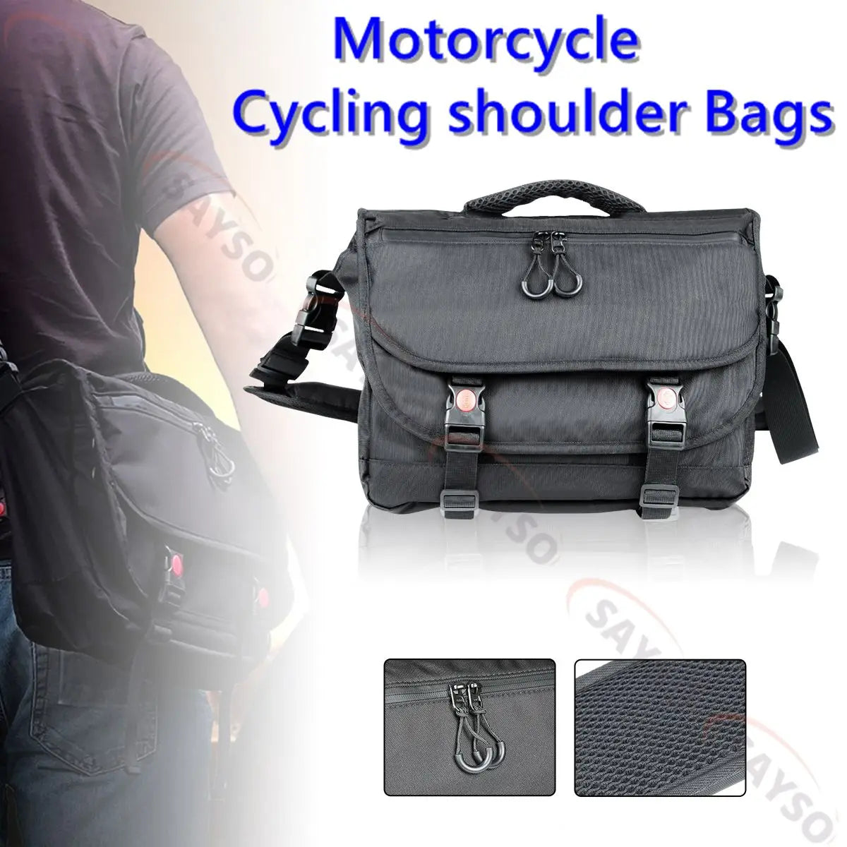 Men Motorcycle Cycling Messenger Bags Waterproof Big Crossbody Shoulder Bag Personalized Hip Hop Street Travel Cross Bag Male