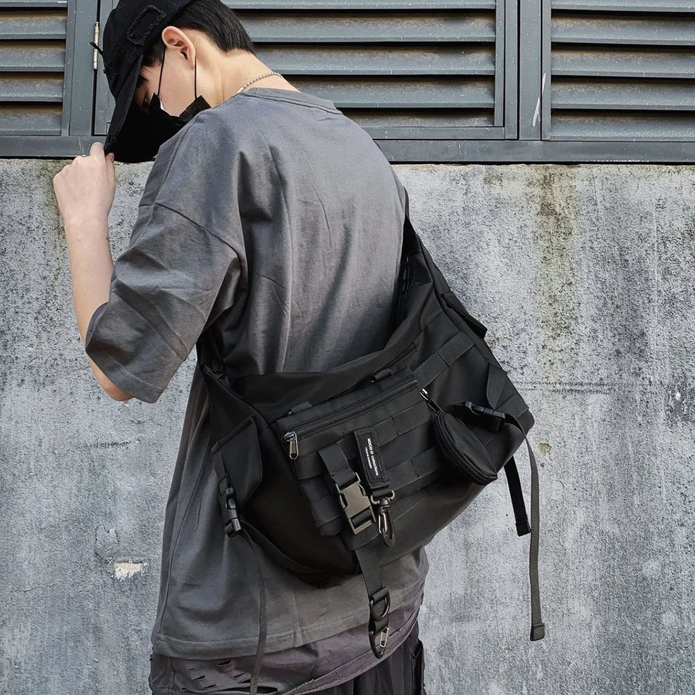 Vintage Punk Sling Bag Adjustable Shoulder Strap Retro Harajuku Functional Bag Wear Resistant Men Women Daily  Travel Streetwear