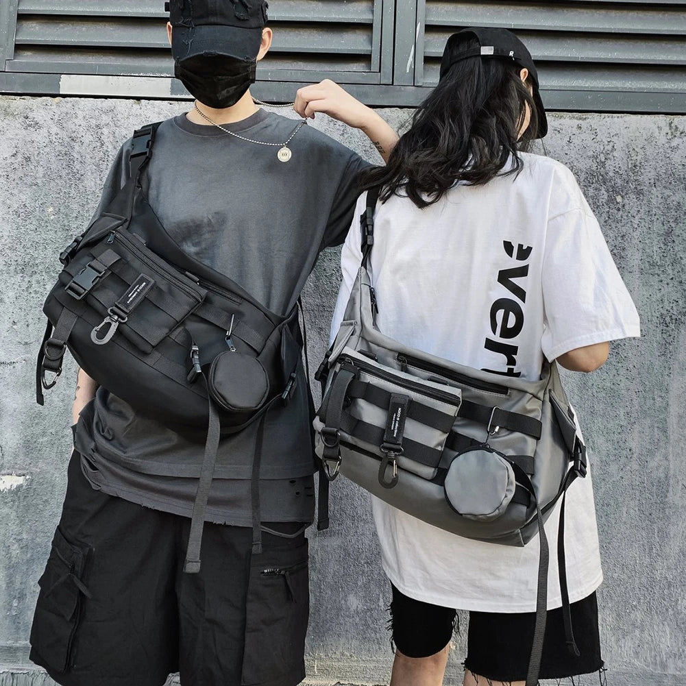 Vintage Punk Sling Bag Adjustable Shoulder Strap Retro Harajuku Functional Bag Wear Resistant Men Women Daily  Travel Streetwear