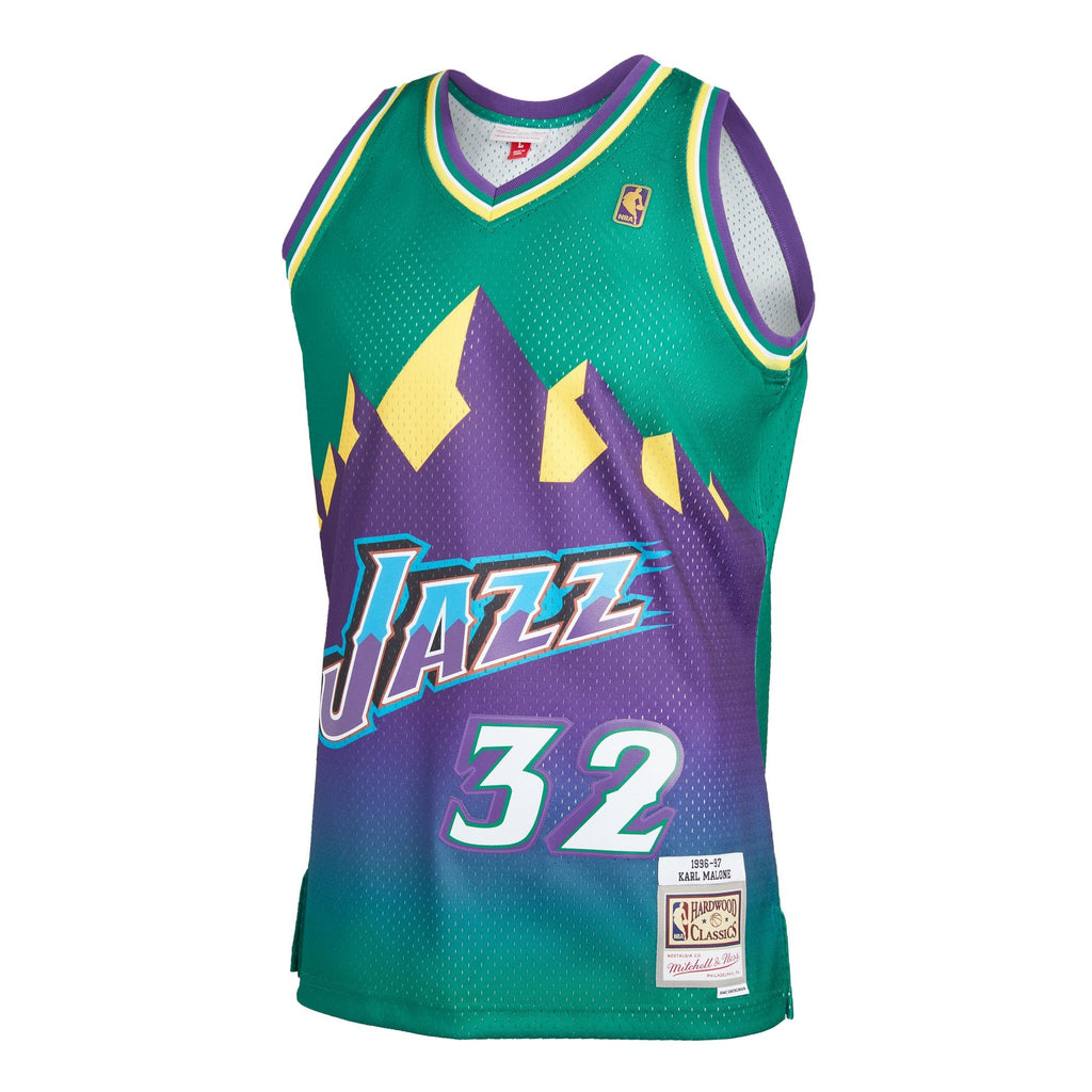 Men's Mitchell & Ness Karl Malone Green Utah Jazz 1996-97 Hardwood Classics Reload 2.0 Swingman Jersey